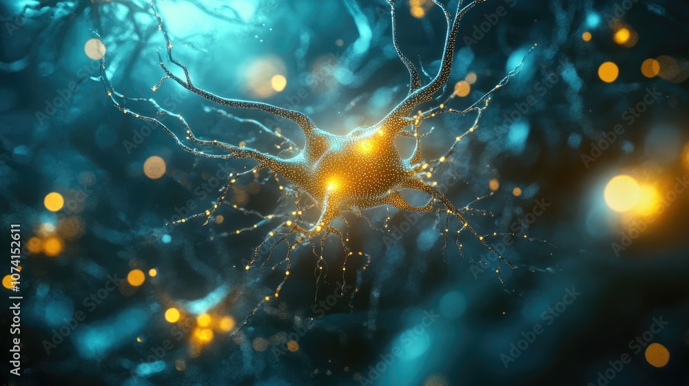 Poster glowing abstract virtual neural network design futuristic concept of artificial intelligence depicte