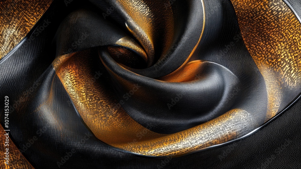 Poster abstract fabric design featuring a mobius belt created through 3d rendering and digital illustration