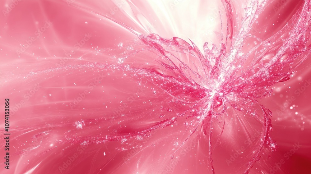 Poster abstract pink backdrop featuring a fractal star explosion with glossy effects and intricate lines