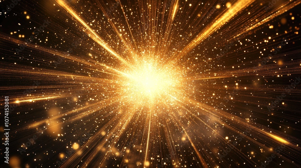 Poster radiant star burst with luminous particles and lines stunning abstract backdrop with dynamic rays