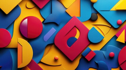 Vibrantly colored abstract shapes arranged to represent themes of creativity imagination art and design