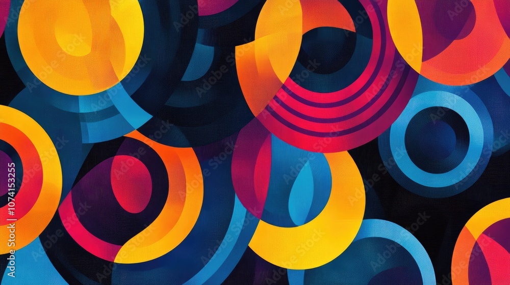 Poster geometric circle abstract background featuring a vibrant multicolored pattern