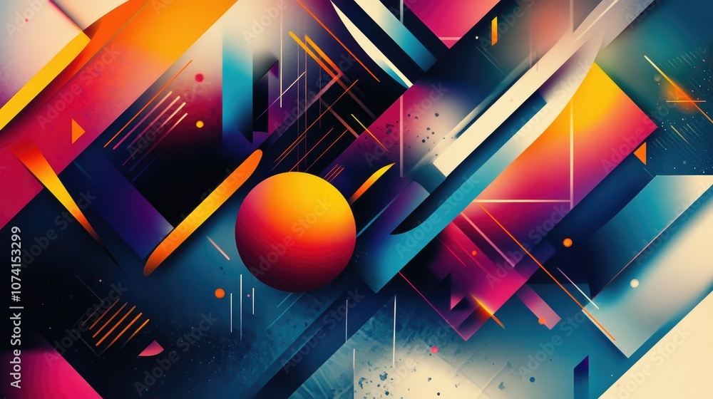 Poster Modern abstract background design with vibrant colors and geometric shapes creating a dynamic and energetic visual atmosphere