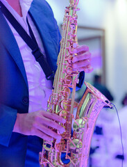 Fototapeta premium saxophone player in the night