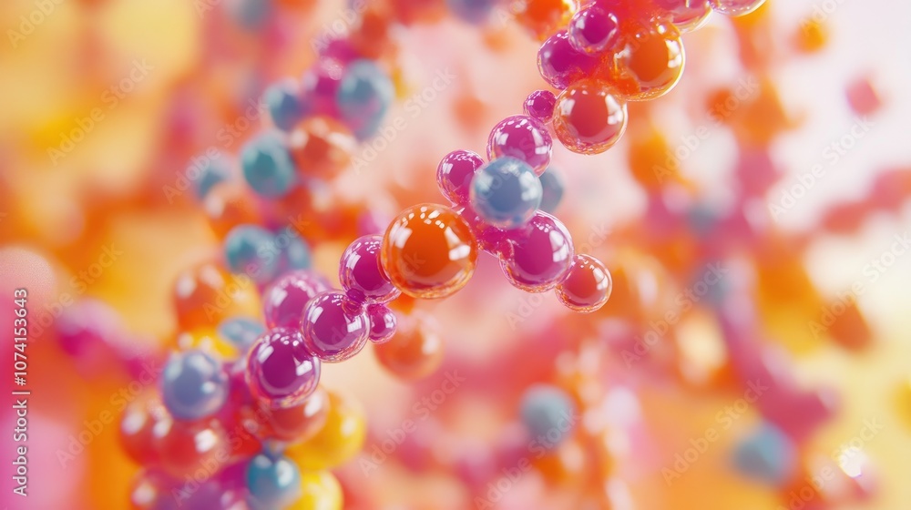 Poster close up of a molecular structure in 3d rendering and illustration