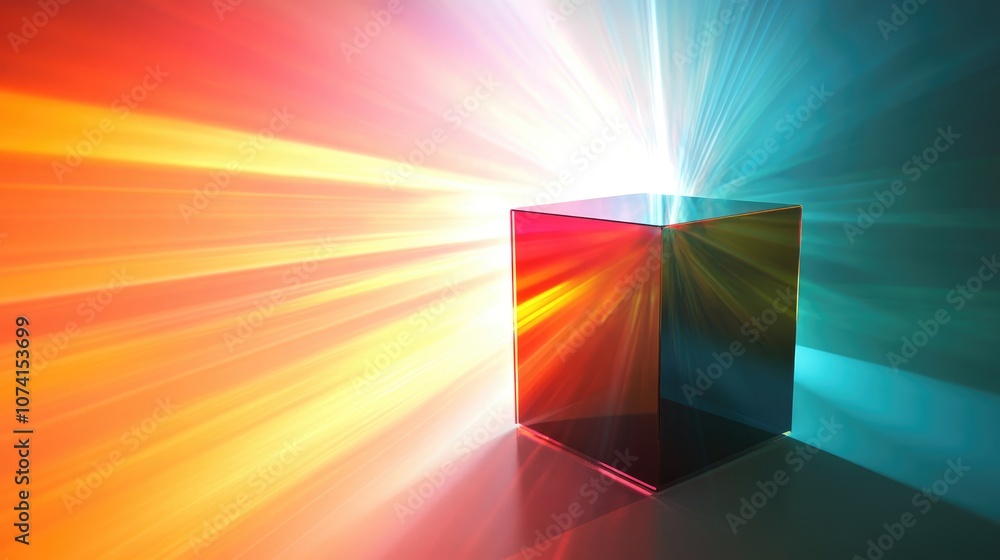 Poster 3d cube displayed against a bright backdrop