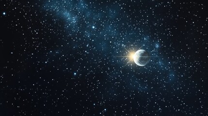 Fototapeta premium 2D illustration of a realistic star pattern set in deep space featuring stars planets and moons showcasing various imaginative science fiction backdrops and cosmic scenes