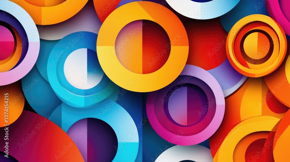 Aufkleber abstract multicolor geometric pattern with circular shapes
