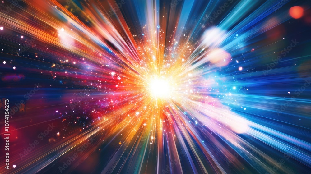 Poster abstract colorful background featuring a panoramic view of an exploding star enhanced with glossy ef