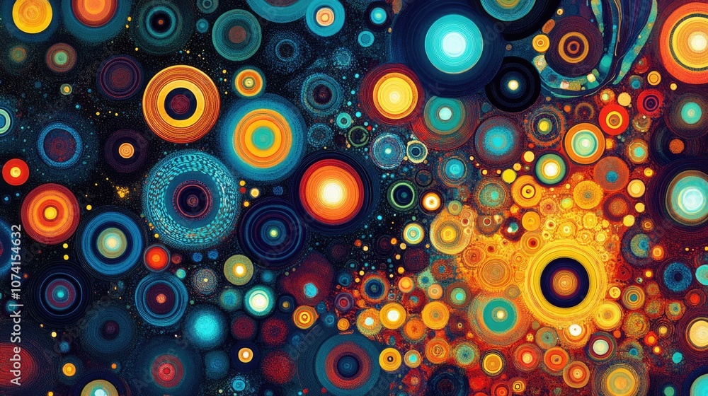 Poster abstract captivating background featuring concentric circles psychedelic design with vibrant colors 