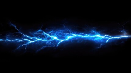 Vivid blue lightning bolt striking against a dark backdrop showcasing an electrifying visual effect