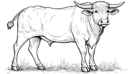 Fototapeta premium Bull coloring page outline suitable for children s coloring books