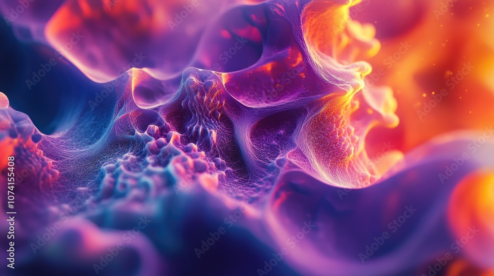Poster colorful and chaotic abstract fractal pattern intricate 3d shapes create a dynamic and visually stri