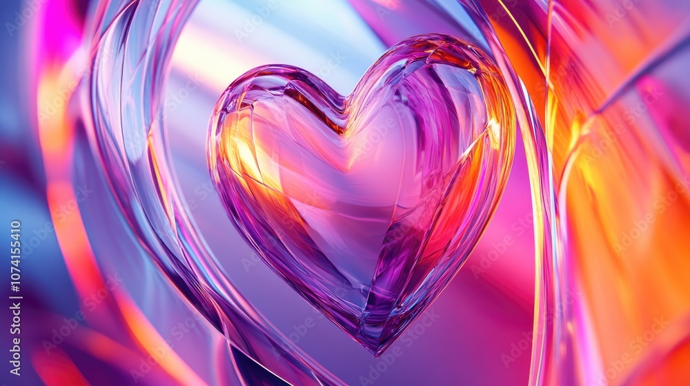 Aufkleber abstract 3d rendering of a heart shaped design on a vibrant background
