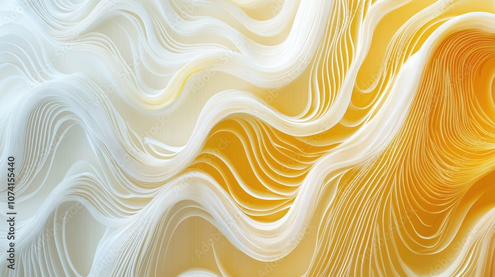 Poster abstract pattern with thin wavy lines in white and yellow suitable for background use