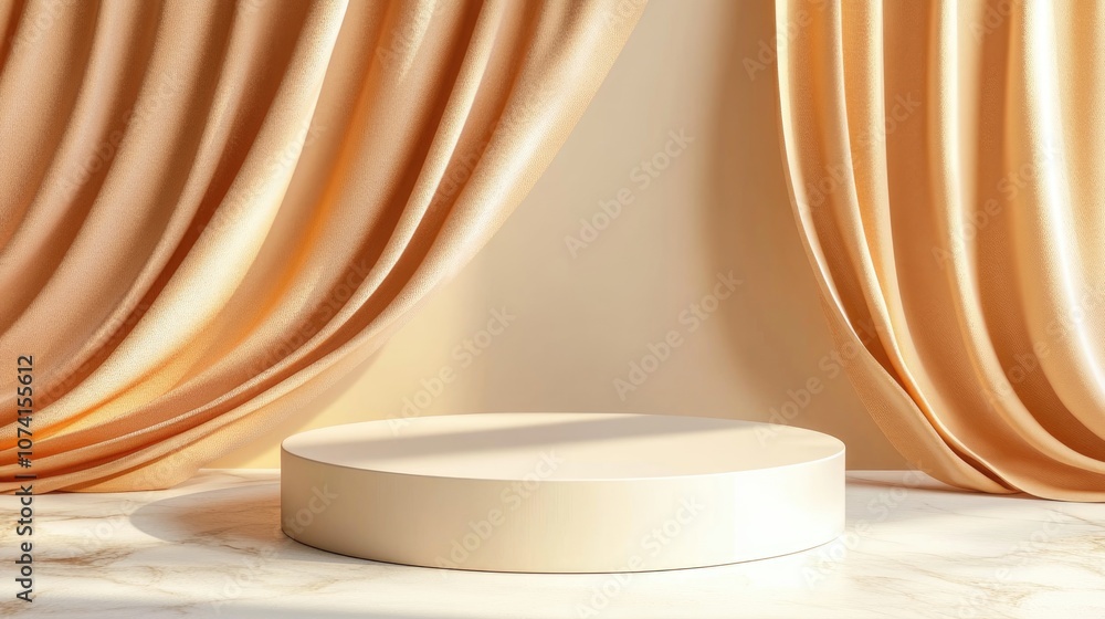 Aufkleber abstract empty podium on a gold background featuring a pedestal for minimal product presentation ide