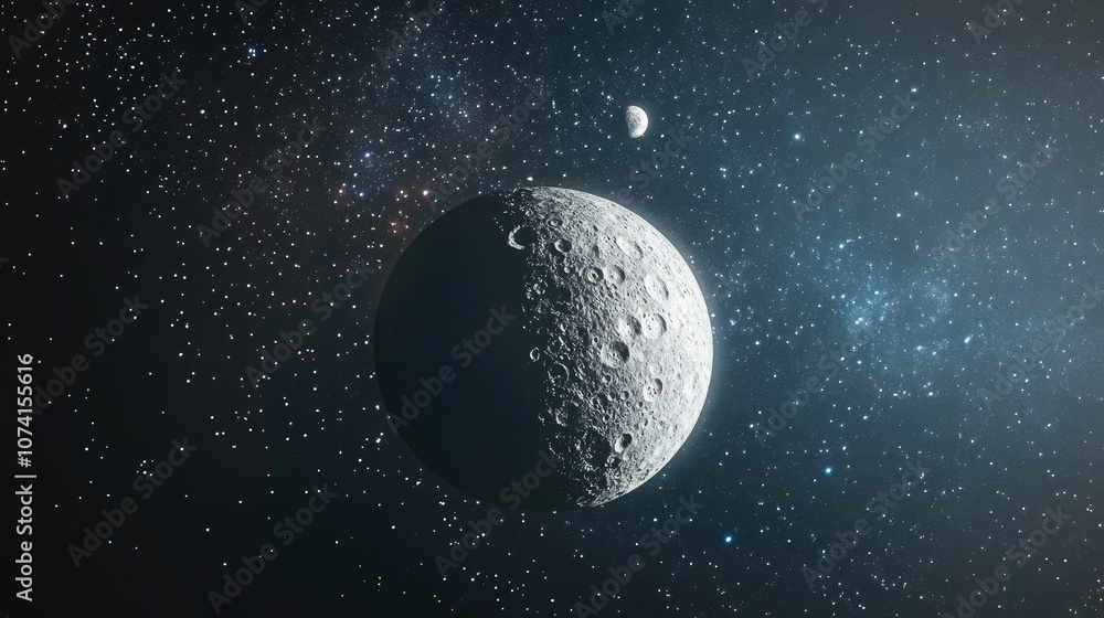 Aufkleber 2d illustration depicting a realistic starry background in empty interstellar space bright stars pla