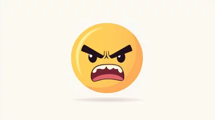 Flat design illustration of a hate emoji on a white backdrop © -Quantum Pixels-