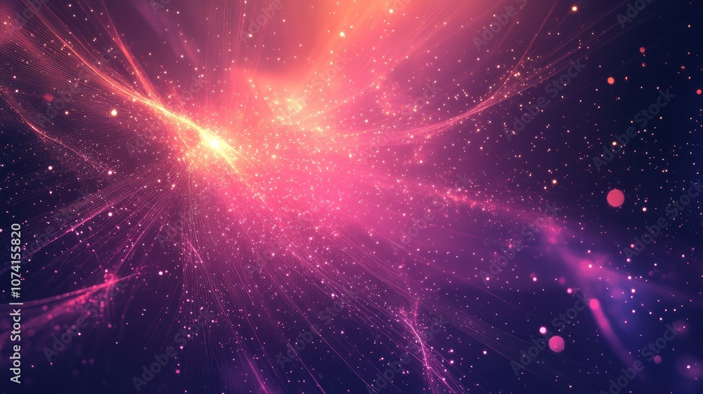 Aufkleber radiant star burst with luminous particles and lines stunning abstract backdrop with dynamic rays