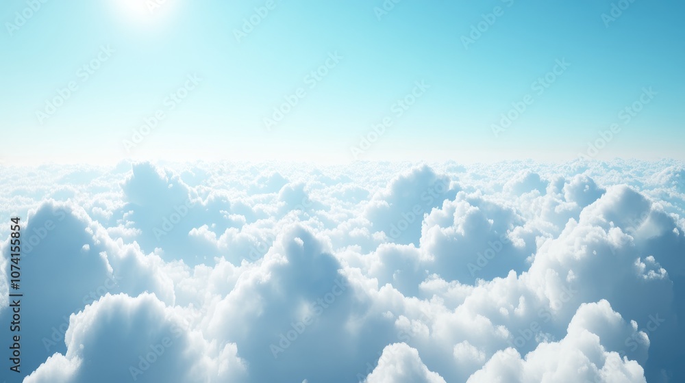Poster abstract background of a cloudy blue sky with small clouds created with 3d rendering techniques
