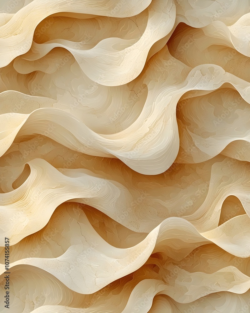 Poster abstract waves of cream and beige undulate gracefully, creating a serene and calming visual. the sof