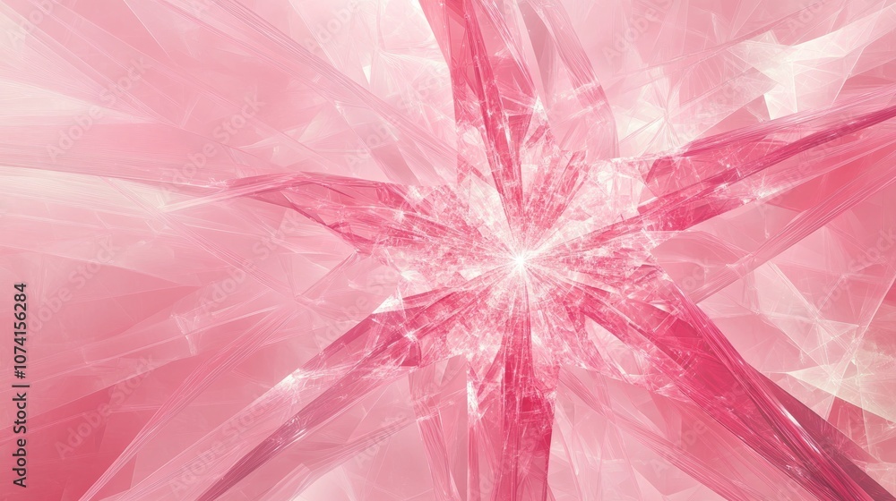 Poster abstract pink backdrop featuring a fractal star explosion with glossy effects and intricate lines