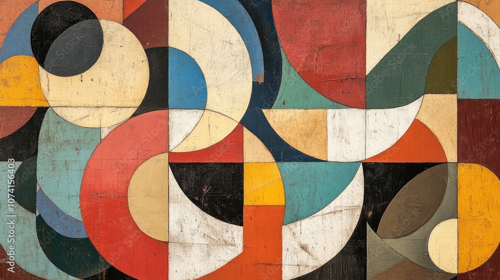Poster Overlapping geometric shapes creating a unique pattern