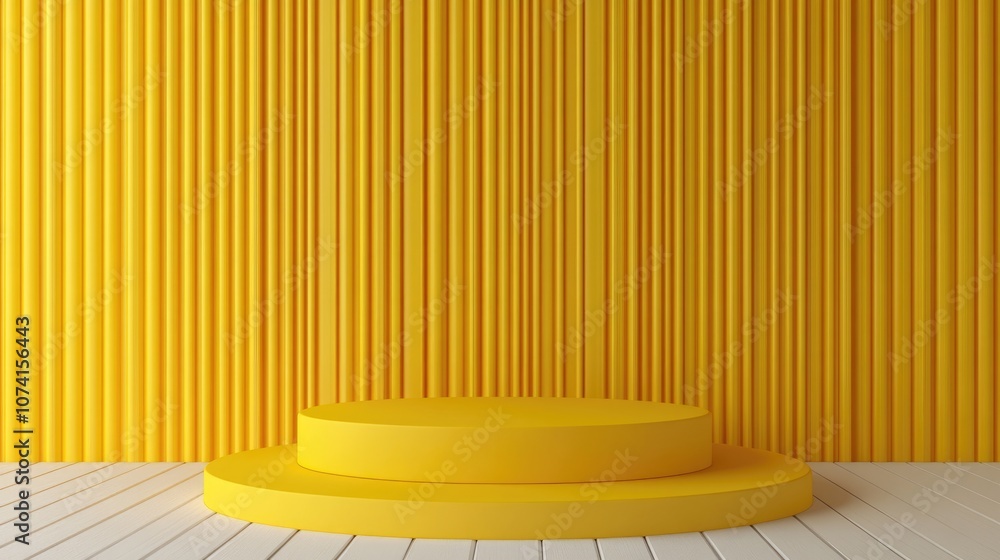 Poster 3d rendered background featuring a yellow podium designed for product presentations with a matching 