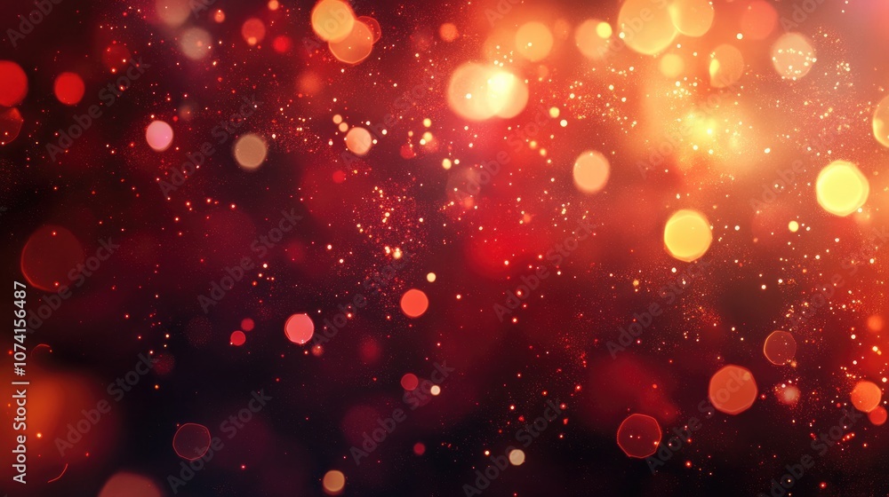 Poster abstract background featuring digital red bokeh lights