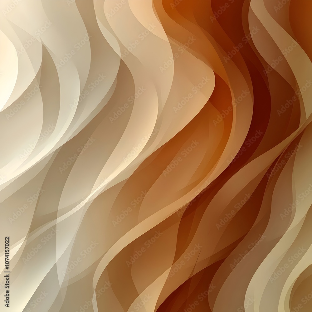 Poster an abstract wave pattern showcasing warm tones of beige and brown, creating a soothing and elegant v