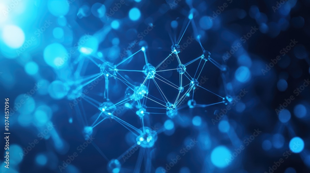 Aufkleber abstract futuristic molecular structure in blue showcasing digital technology through a graphical il