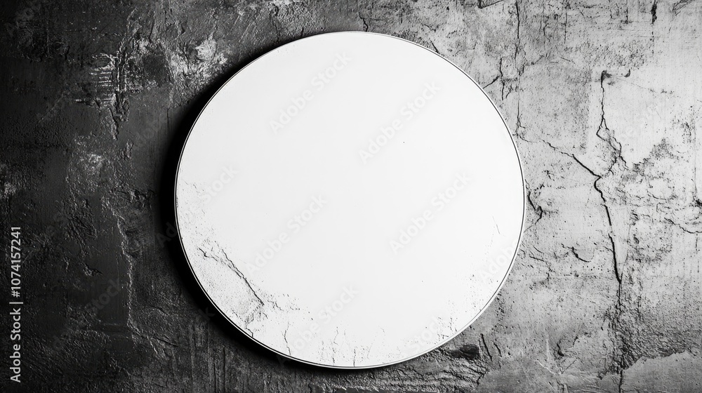 Poster grunge style white circular frame on a textured background