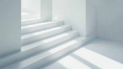 Minimalist white background with overlapping rectangular patterns and soft shadows