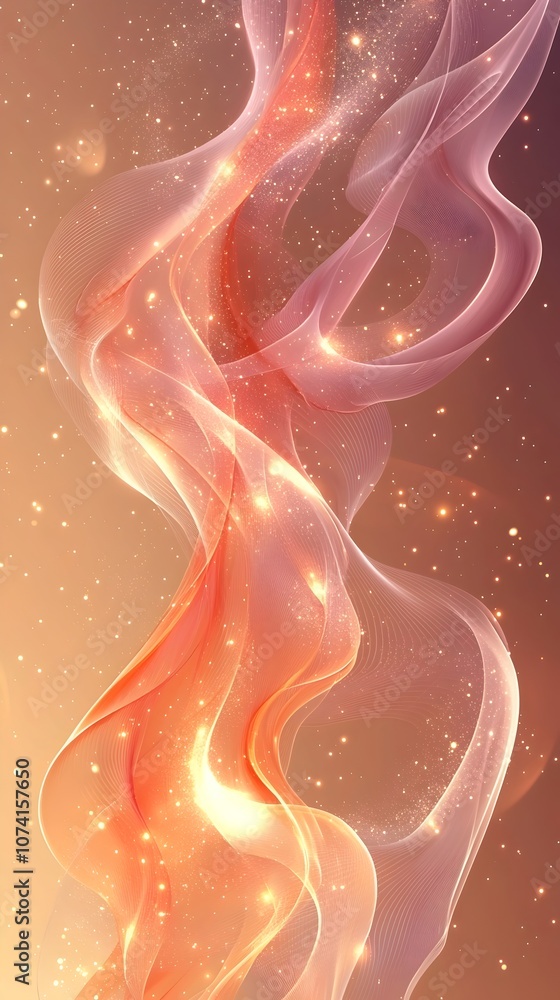 Aufkleber a mesmerizing abstract design featuring flowing waves of soft pink and orange hues intertwined with 