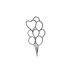 Set of helium balloons freehand. Holiday concept, happy birthday.helium balloon, holiday, surprise, birthday