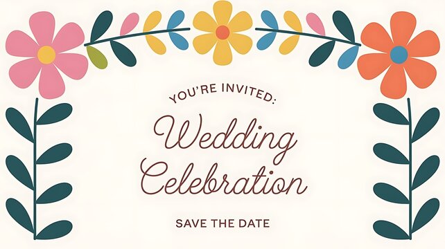 Floral Wedding Save the Date Invitation with Colorful Flowers