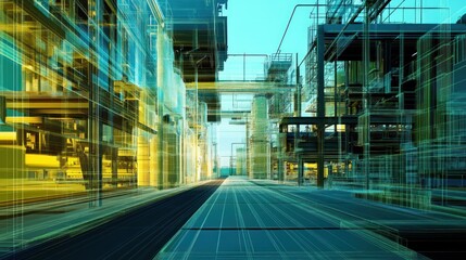 Obraz premium Abstract Industrial Wireframe Structure