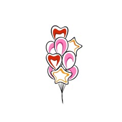 Fototapeta premium Bunch of colored balloons for birthday party, freehand template