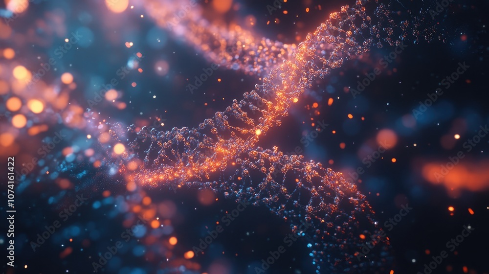 Poster 3d rendering of dna and molecular structure created as a digital illustration