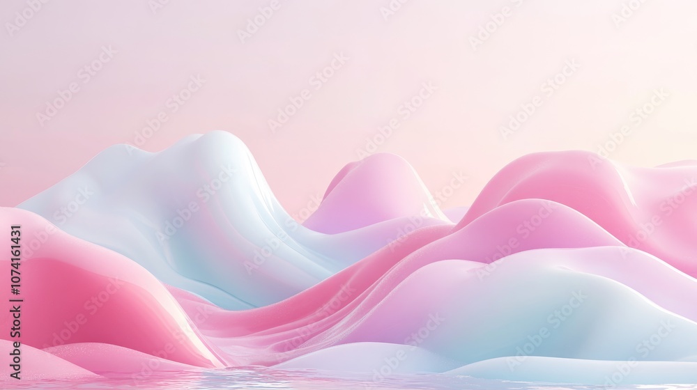 Aufkleber gentle waves and simple forms in a soft pastel color scheme created using 3d rendering techniques