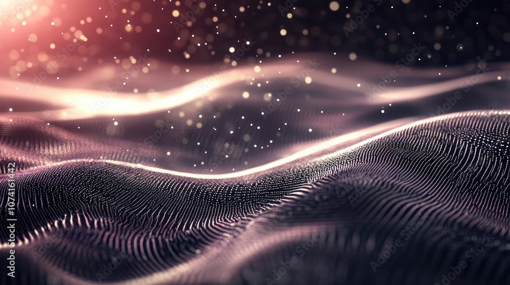 Poster abstract illustration of lines and dots representing concepts like big data technology artificial in