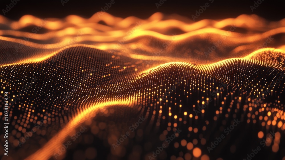 Poster 3d wave points creating a fractal grid showcasing a futuristic infographic for sound visualization