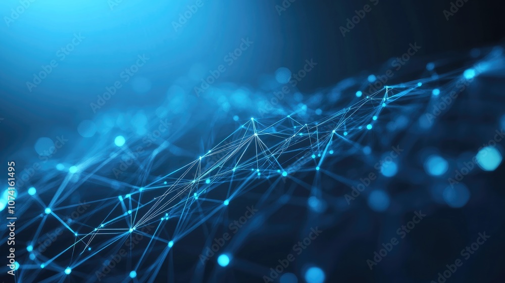 Poster blue digital cyberspace with data network connections representing high speed internet and the conce