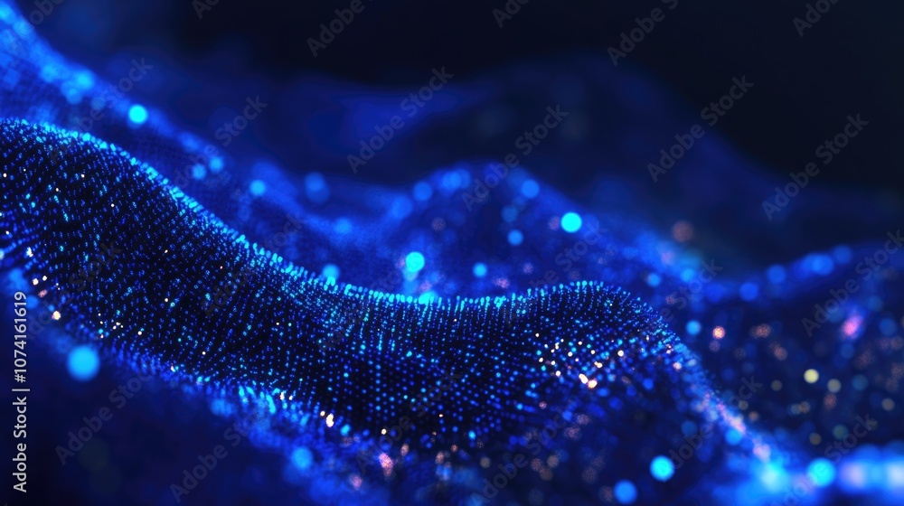 Poster abstract dark blue digital backdrop featuring big data code symbolizing data communication and dna b