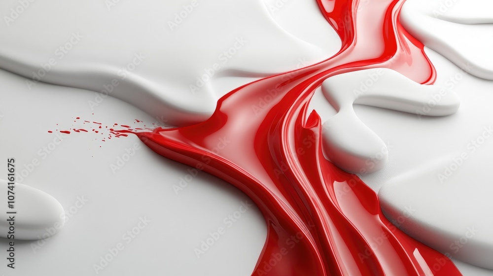 Poster red mark on a white surface creating a striking visual contrast perfect for showcasing themes of att