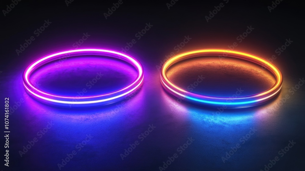Poster vibrant glowing circular frame collection suitable for a tech themed background