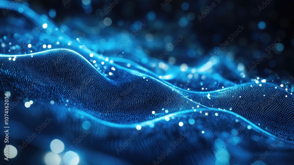 Poster blue glowing curves in the cosmos an abstract illustration created through computer generation