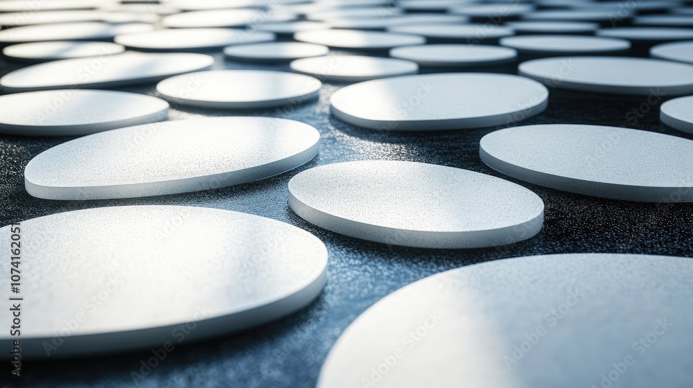 Poster abstract background featuring a floor design with contrasting white and dark circular patterns