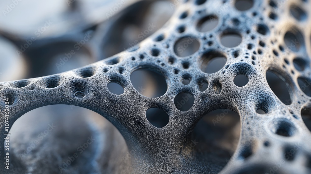 Poster close up of a metal object produced by a 3d printer using laser sintering technology showcase of adv