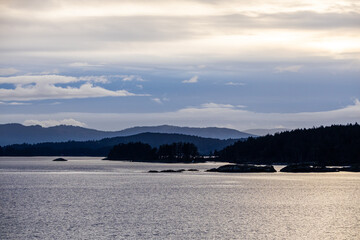 Serene Seascape of Gulf Islands at Dusk
